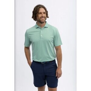 Turtleson dante mens green, blue, white‎ checkered golf polo size M Logo Sleeve